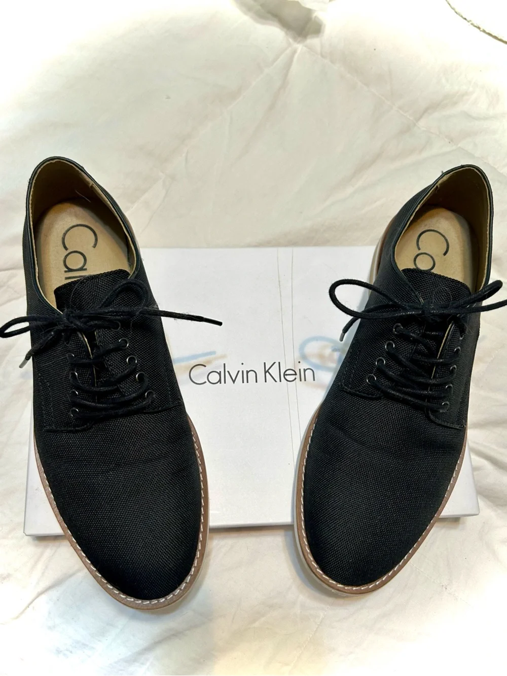 Calvin Klein Black Canvas Derby with Contrast Welt Size 9M